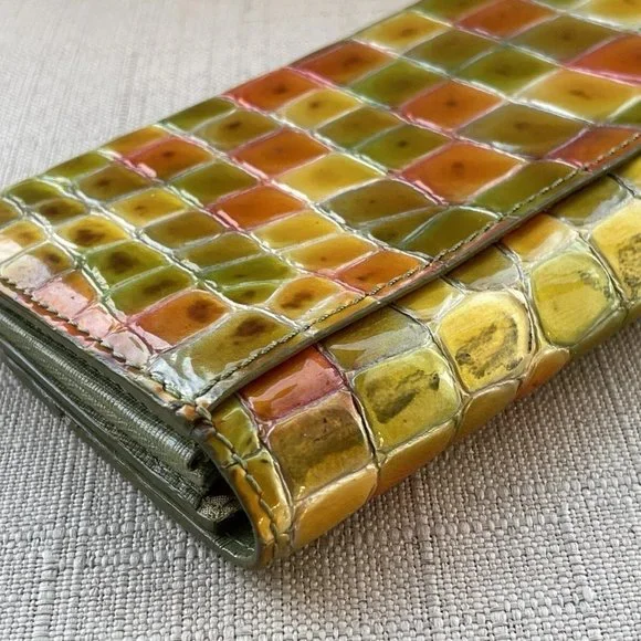 Cocco Fiore Women Clutch Wallet Multi Color Patent Leather Card Holder Purse - Picture 5 of 12